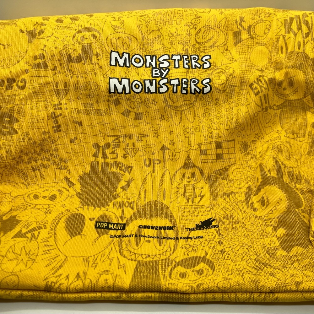 Limited Edition Labubu The Monsters 10th Anniversary Yellow Canvas Tote Bag - Picture 8 of 9